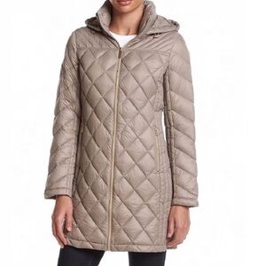 MICHAEL KORS The Packable Down Fill Lightweight 1.1lbs Parka Jacket Taupe SZ: S